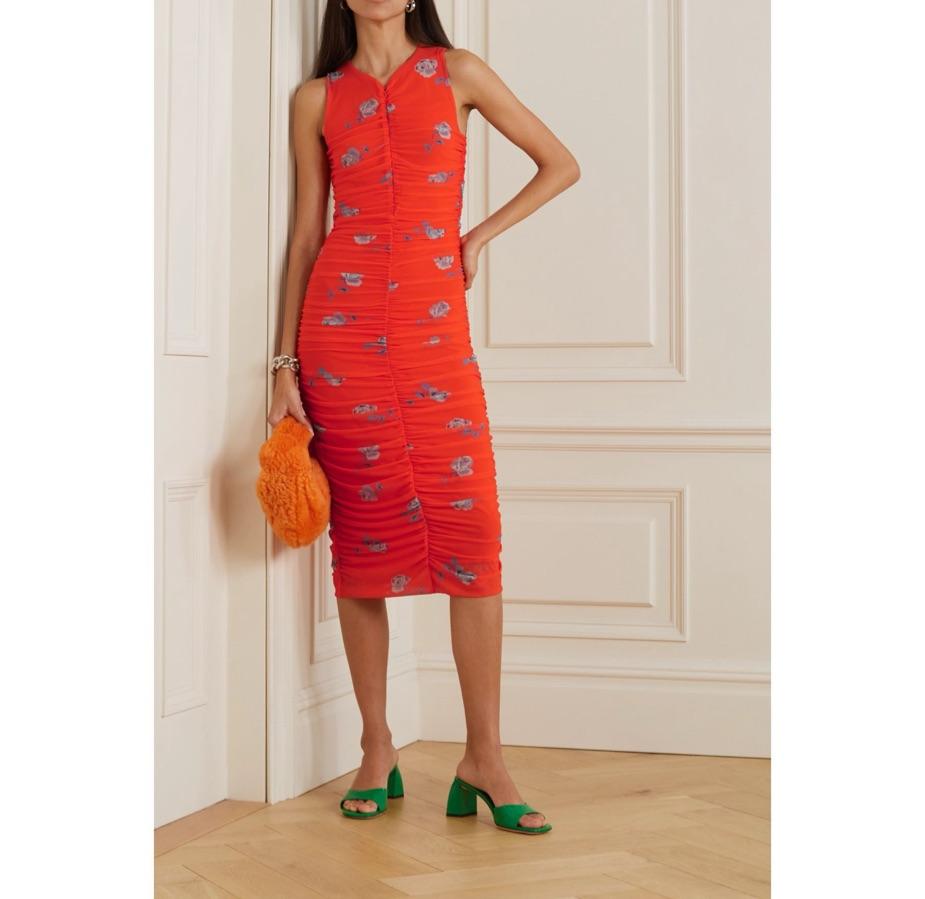 Ganni Floral Ruched Midi Dress — photo 3 of 4