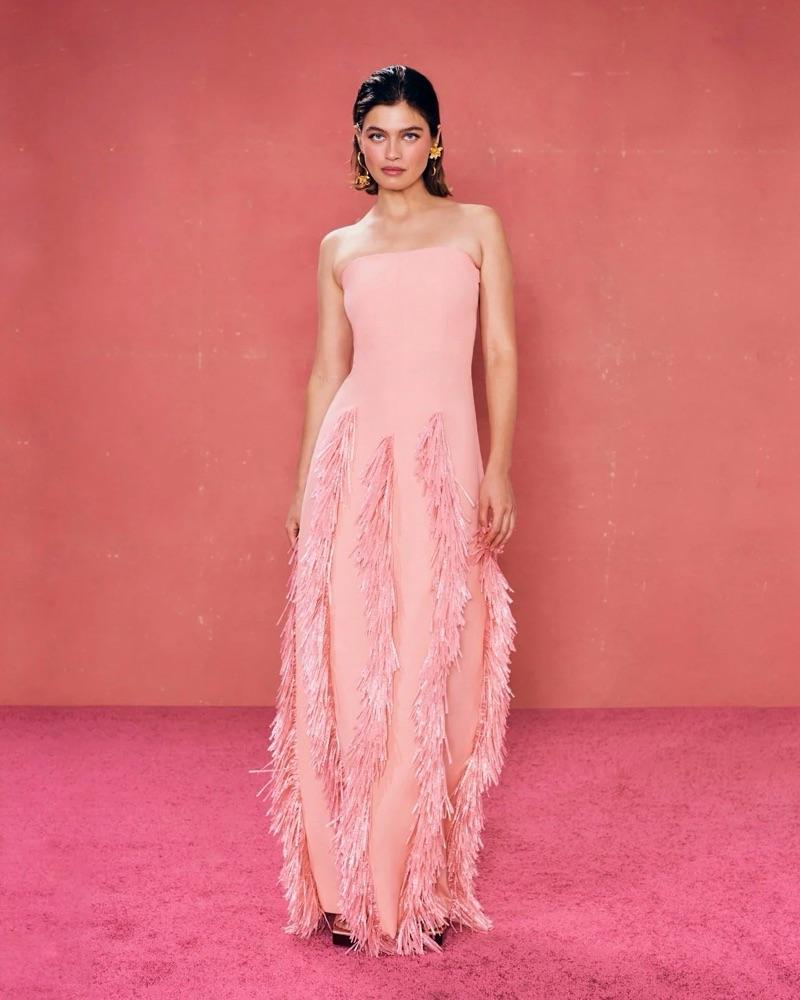 Strapless Pink Fringe Dress — photo 1 of 3