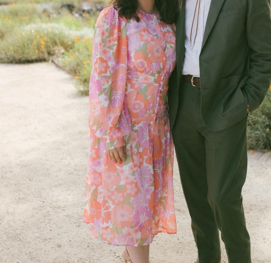 Floral long sleeve midi