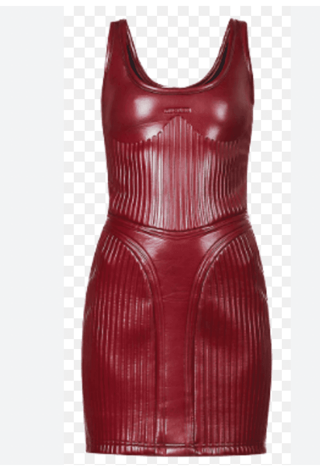Mugler Embossed Mini Dress In Burgundy — photo 2 of 2