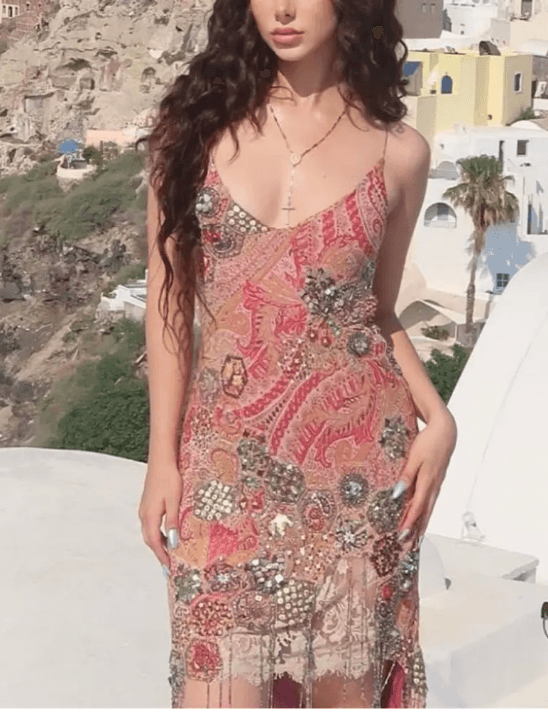 Silk Beaded Vintage Dress — photo 3 of 3