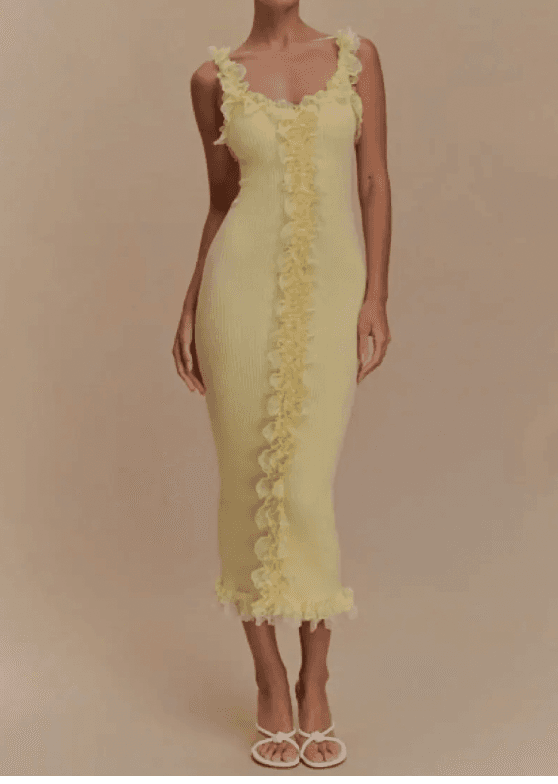 Meshki Shay Yellow Lace Ruffle Dress — photo 2 of 3