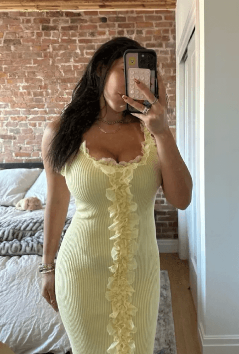 Meshki Shay Yellow Lace Ruffle Dress