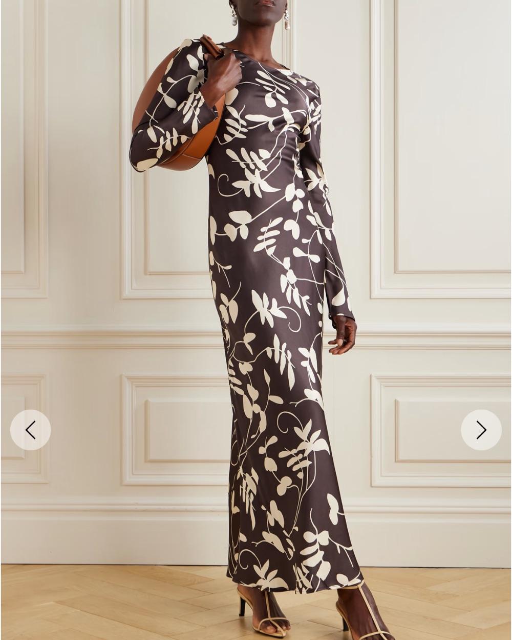 FAITHFULL Brown Floral Satin Maxi — photo 1 of 6