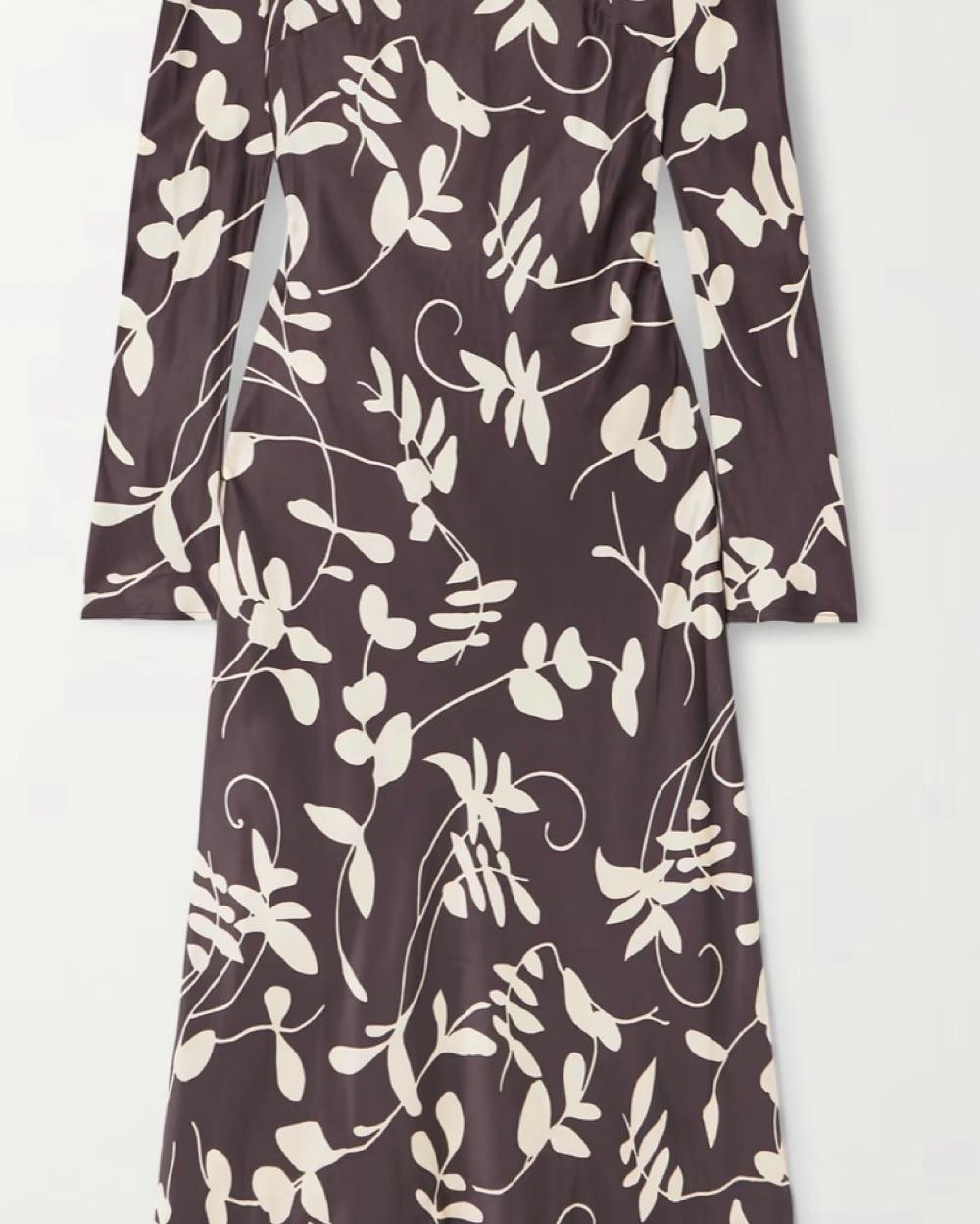 FAITHFULL Brown Floral Satin Maxi — photo 5 of 6