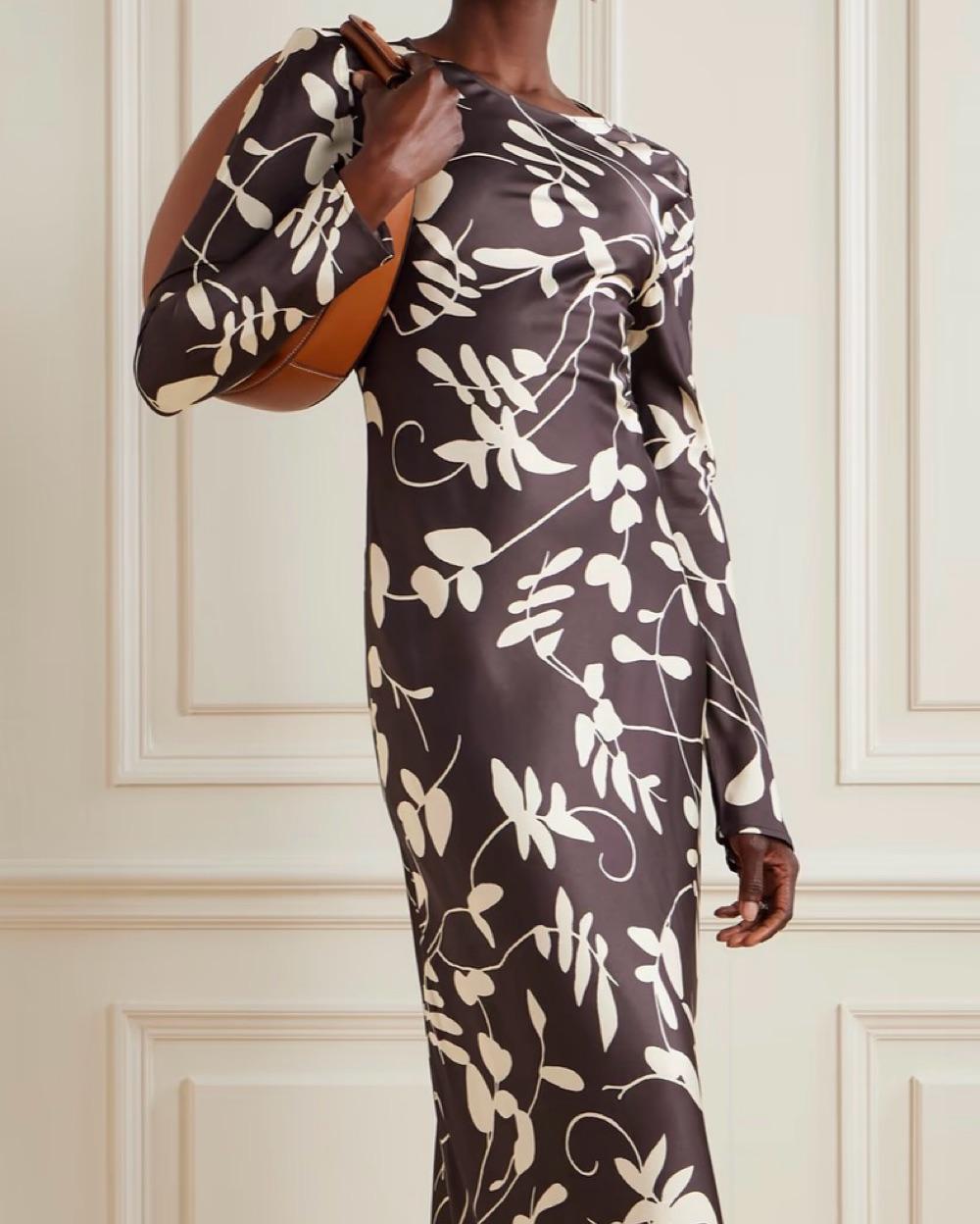 FAITHFULL Brown Floral Satin Maxi — photo 4 of 6