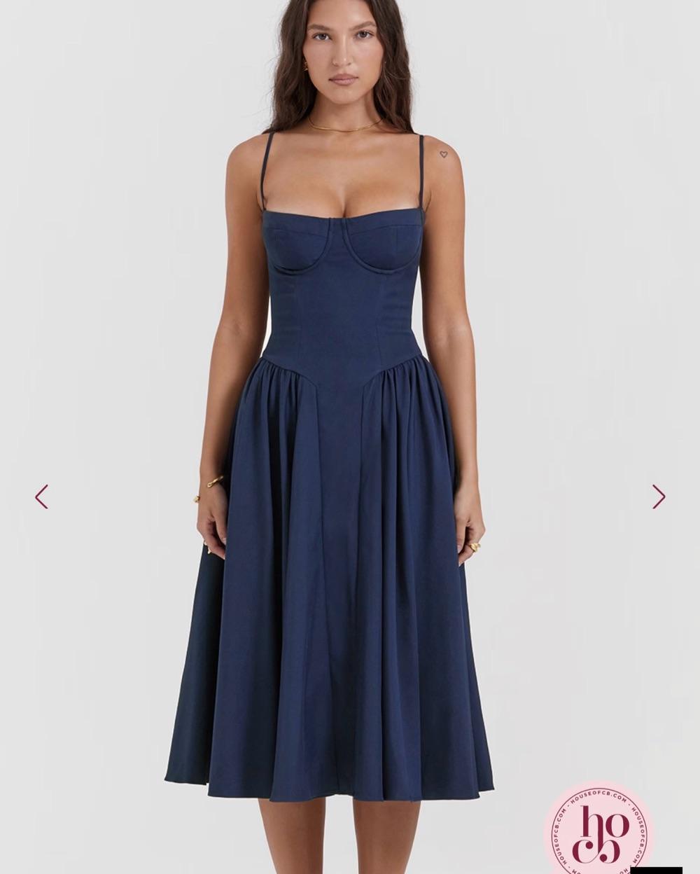 House of CB Navy Corset Midi Dress