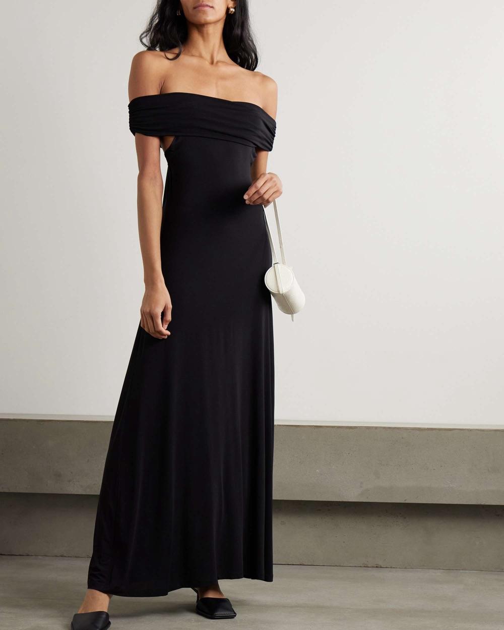 Black Off-Shoulder Maxi Dress — photo 1 of 3