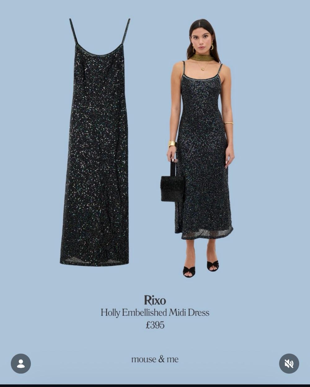 Rixo Black Sequin Embellished Midi Dress — photo 4 of 6