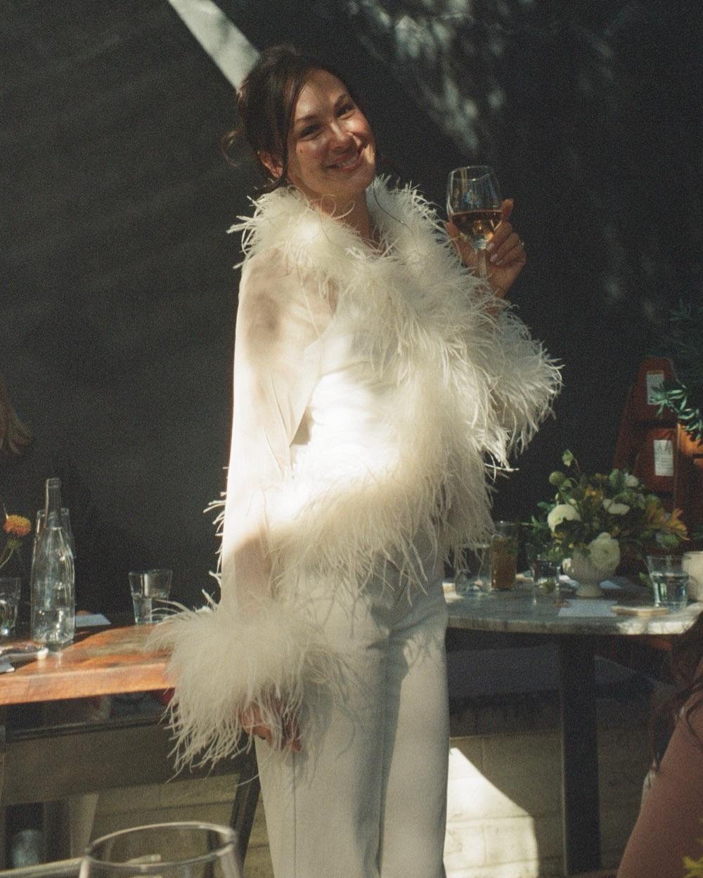 Gigi sheer feather blouse