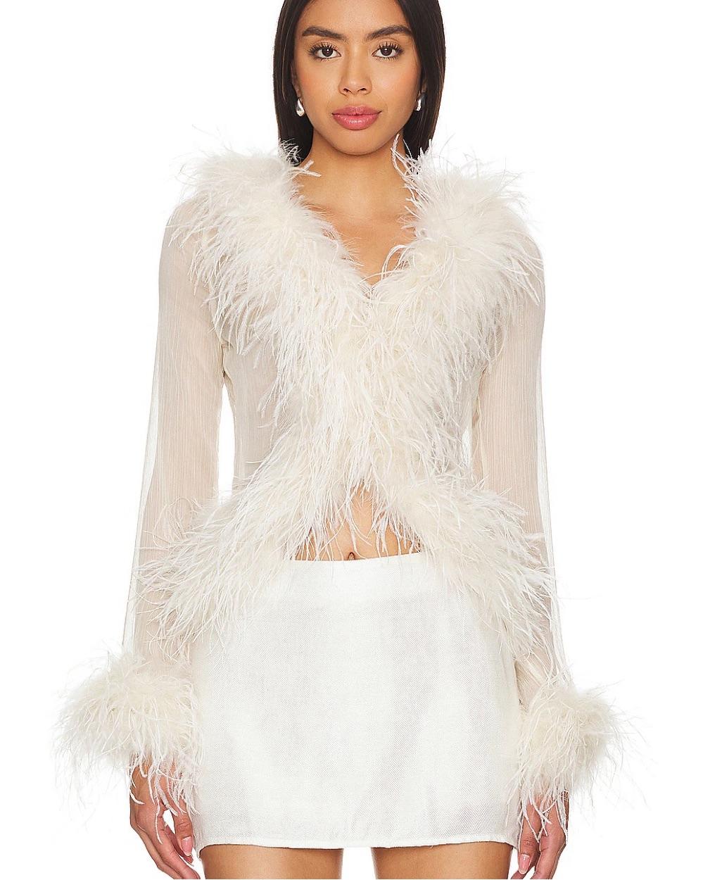 Gigi sheer feather blouse — photo 2 of 3