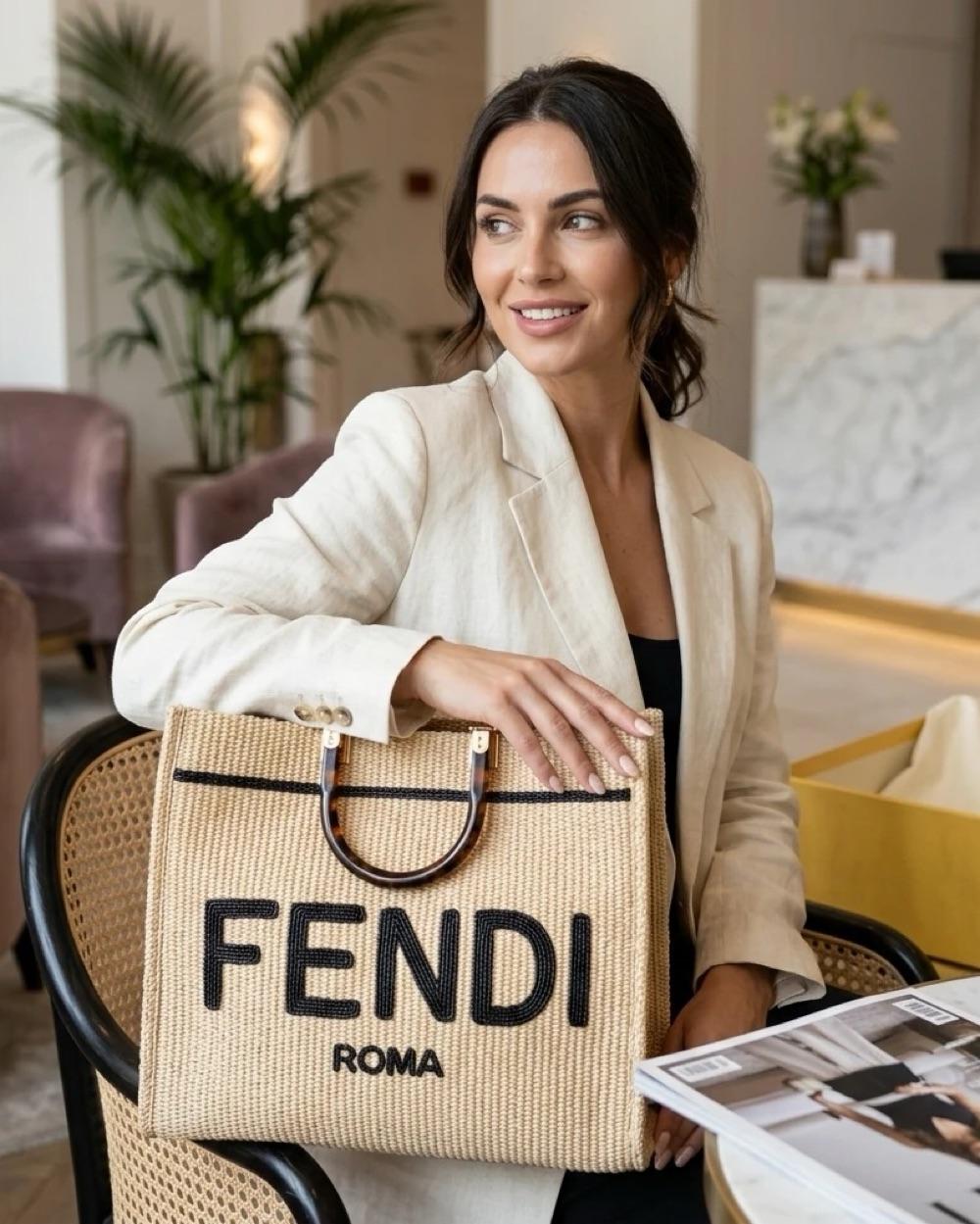 Fendi Roma Raffia Tote Bag — photo 3 of 3