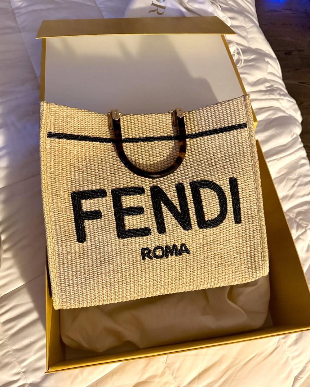 Fendi Roma Raffia Tote Bag