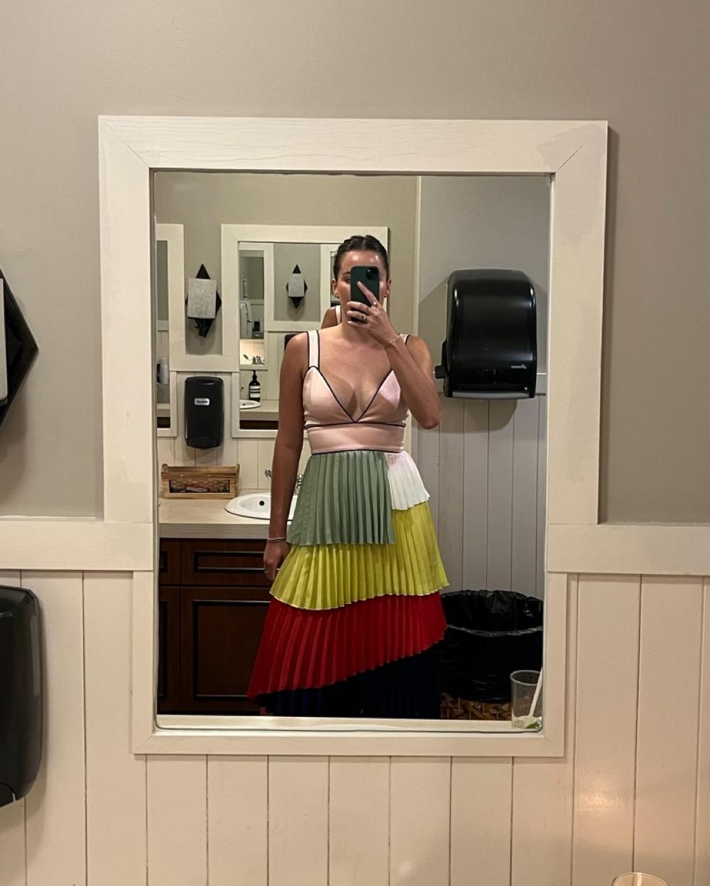 Alice + Olivia colorful pleated gown — photo 3 of 4