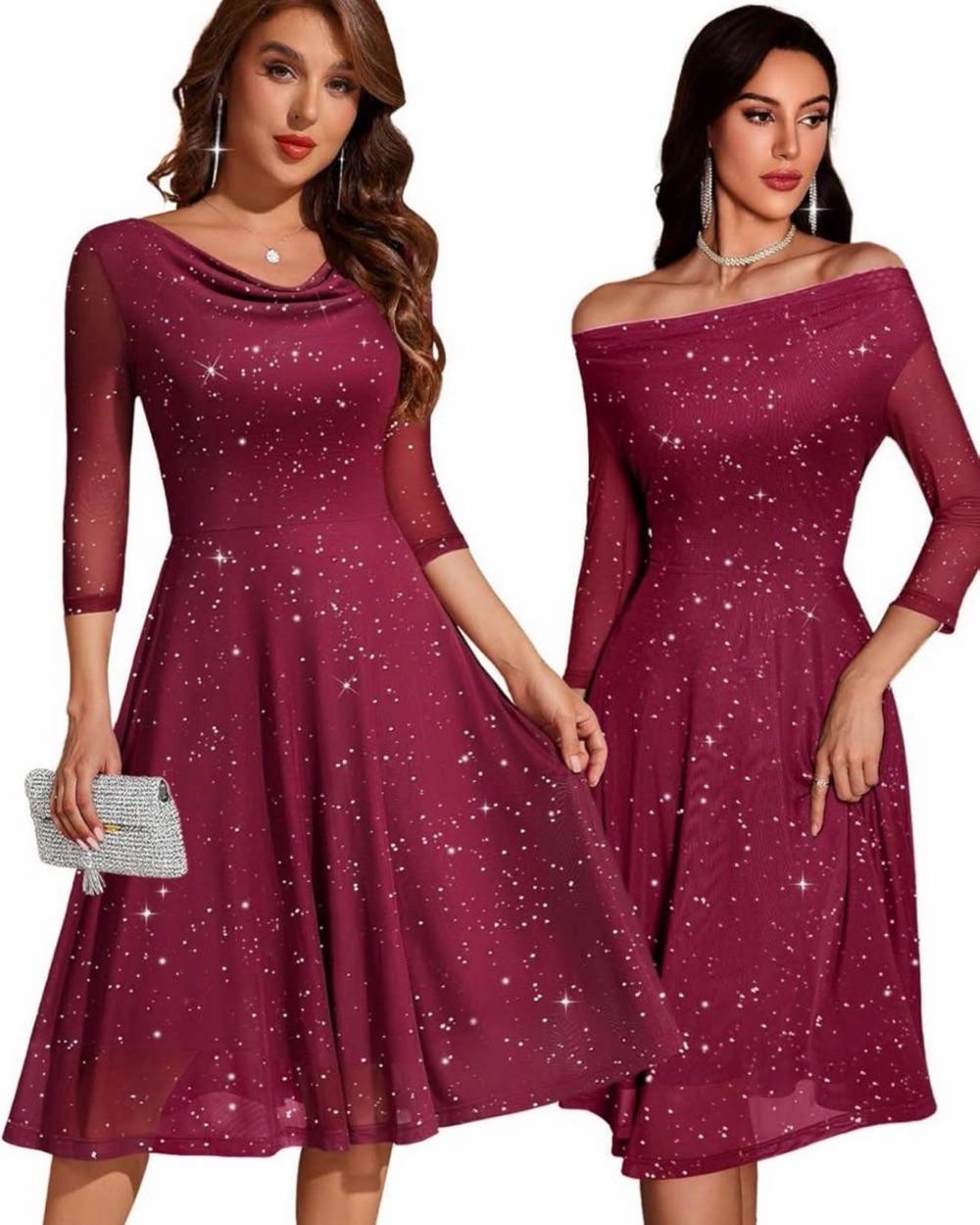 Burgandy glitter cocktail dress