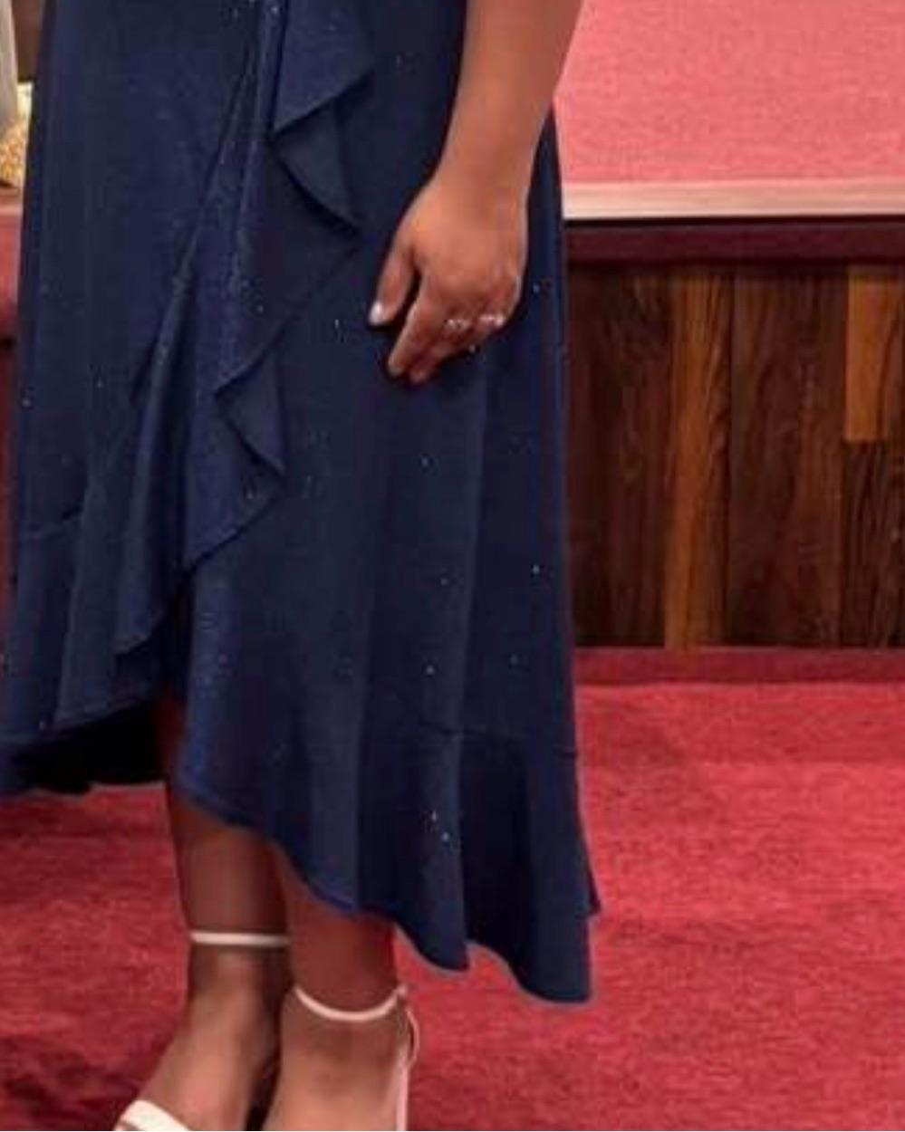 Navy Blue Sequin Dress Midi Knee length — photo 4 of 4
