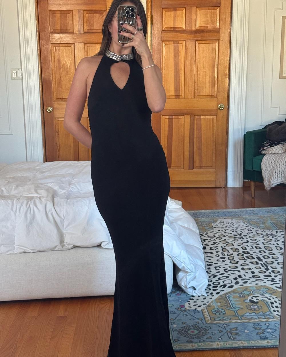 nicole bakti black & rhinestone dress