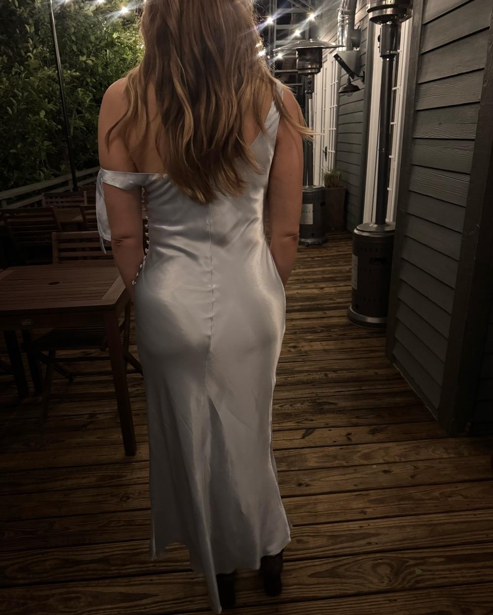 Ice blue off shoulder dress — photo 3 of 4