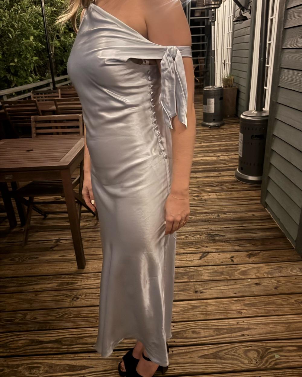 Ice blue off shoulder dress — photo 2 of 4
