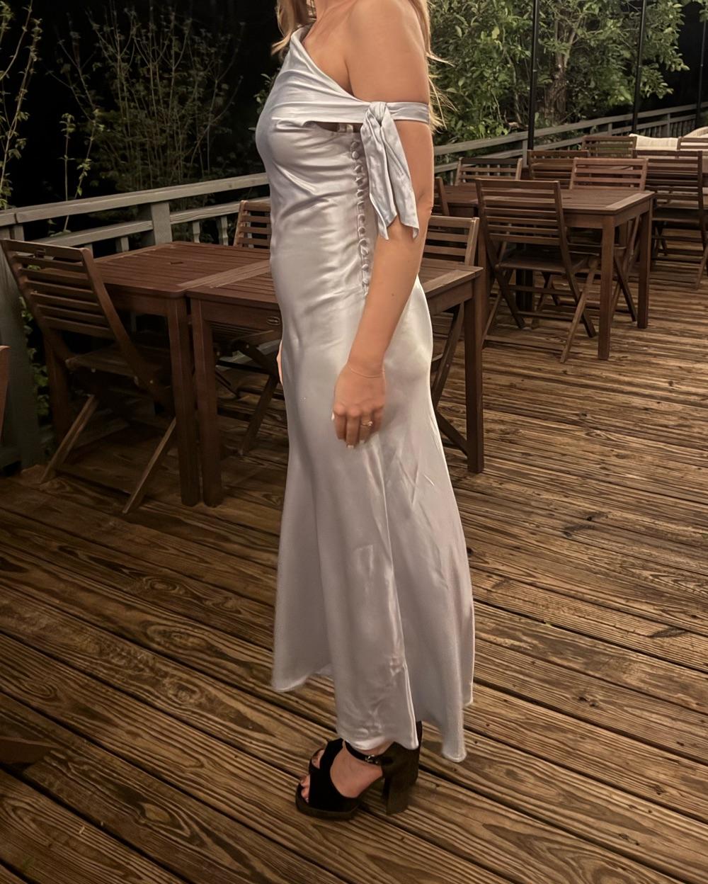Ice blue off shoulder dress — photo 4 of 4